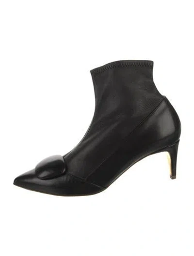 Pre-owned Rupert Sanderson Leather Sock Boots In Black
