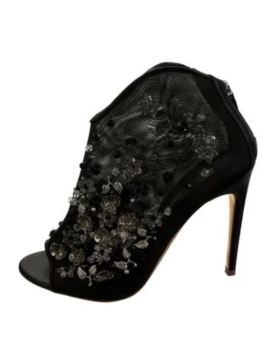 Pre-owned Rupert Sanderson Mesh Floral Print Pumps In Black