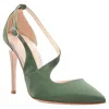 Rupert Sanderson Nanda Satin D'orsay Silver Heel Pointy Pumps In Green