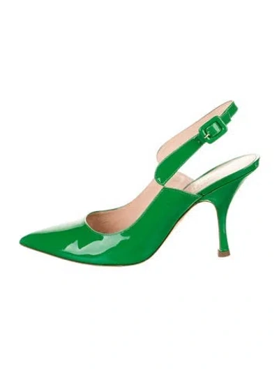 Pre-owned Rupert Sanderson Patent Leather Slingback Pumps In Green