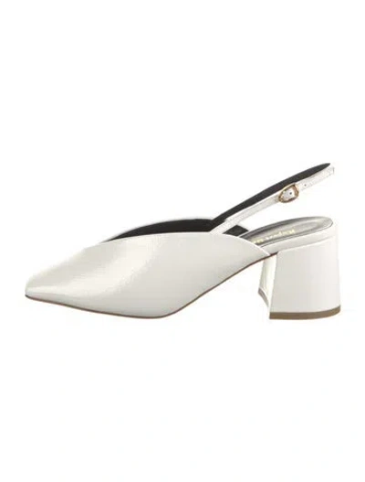 Pre-owned Rupert Sanderson Patent Leather Slingback Pumps In White
