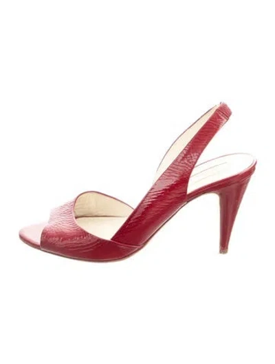 Pre-owned Rupert Sanderson Patent Leather Slingback Sandals In Red