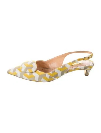 Pre-owned Rupert Sanderson Patterned Slingback Pumps In Yellow