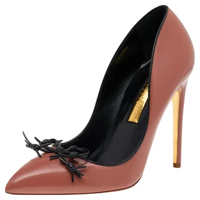 Rupert Sanderson Pink/black Leather Embellished Pumps In Multi