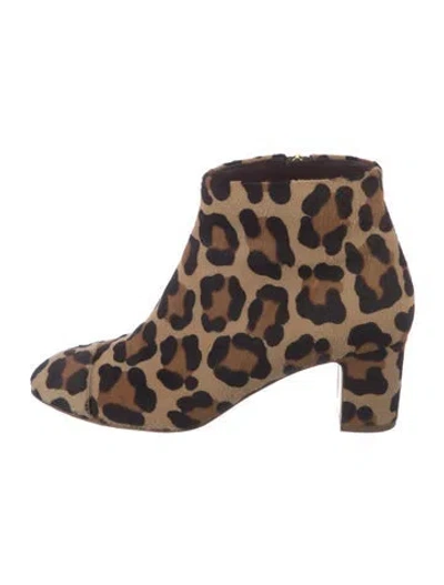 Pre-owned Rupert Sanderson Ponyhair Animal Print Boots In Brown