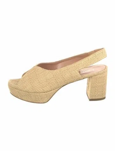 Pre-owned Rupert Sanderson Raffia Slingback Pumps W/ Tags In Neutrals