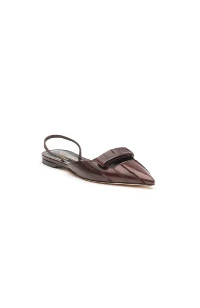 Rupert Sanderson Rapallo Eel Pointed Toe Slingback Shoe In Brown