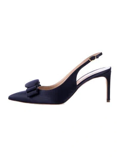 Pre-owned Rupert Sanderson Satin Bow Accents In Blue