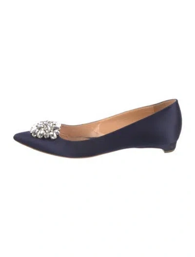 Pre-owned Rupert Sanderson Satin Flats In Blue