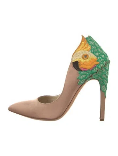 Pre-owned Rupert Sanderson Satin Patterned Pumps In Green