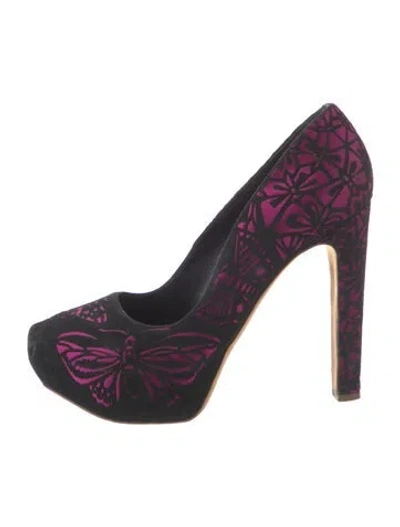 Pre-owned Rupert Sanderson Satin Printed Pumps In Purple