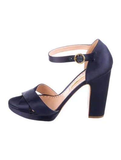 Pre-owned Rupert Sanderson Satin Sandals In Blue