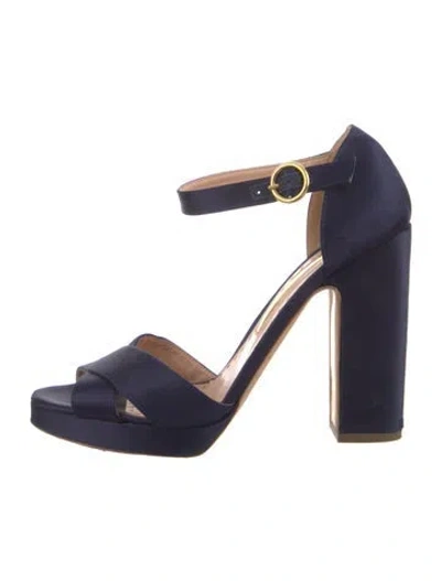 Pre-owned Rupert Sanderson Satin Sandals In Blue