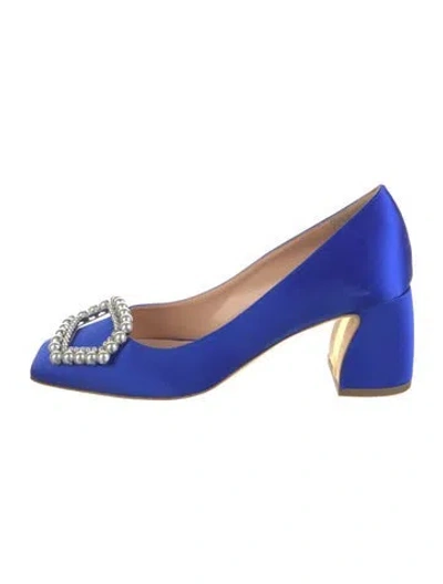 Pre-owned Rupert Sanderson Satin Studded Accents Pumps In Blue