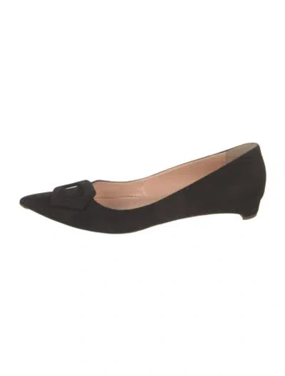 Pre-owned Rupert Sanderson Suede Flats In Black