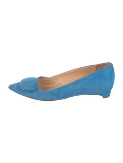 Pre-owned Rupert Sanderson Suede Flats In Blue