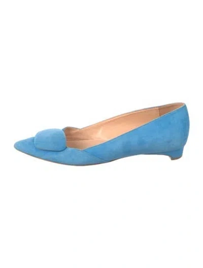 Pre-owned Rupert Sanderson Suede Flats In Blue