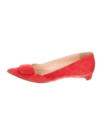 Pre-owned Rupert Sanderson Suede Flats In Red