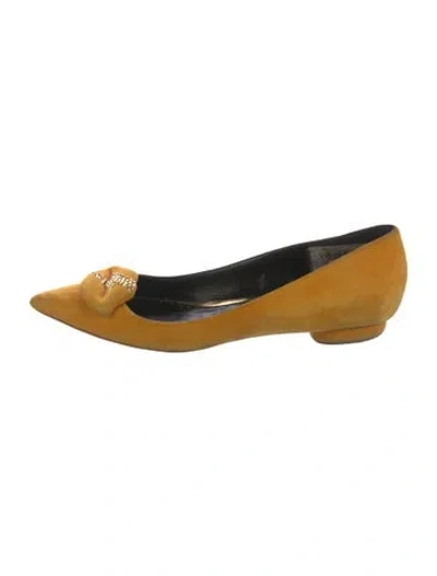 Pre-owned Rupert Sanderson Suede Flats In Yellow