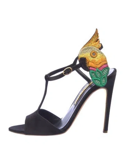 Pre-owned Rupert Sanderson Suede Graphic Print T-strap Pumps In Blue