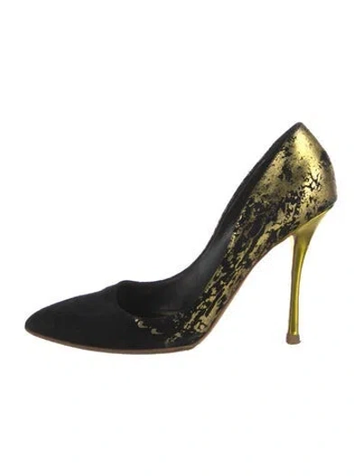 Pre-owned Rupert Sanderson Suede Patterned Pumps In Blue