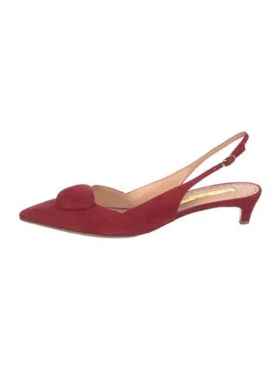 Pre-owned Rupert Sanderson Suede Slingback Pumps In Red