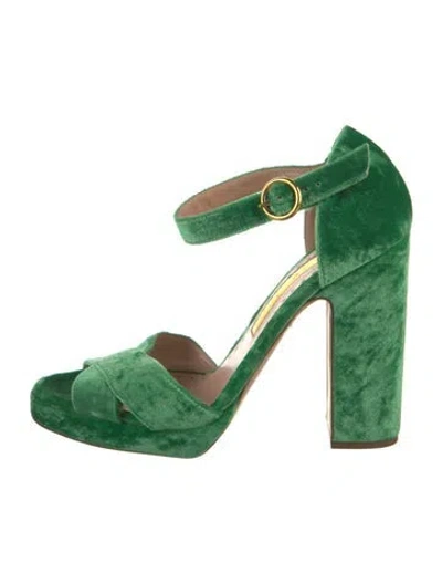 Pre-owned Rupert Sanderson Velvet D'orsay Pumps In Green