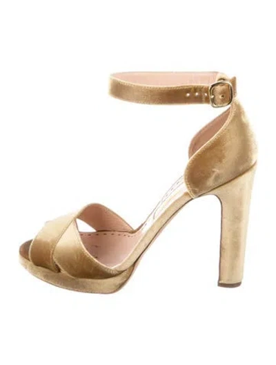 Pre-owned Rupert Sanderson Velvet Sandals In Yellow