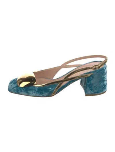 Pre-owned Rupert Sanderson Velvet Slingback Pumps In Blue