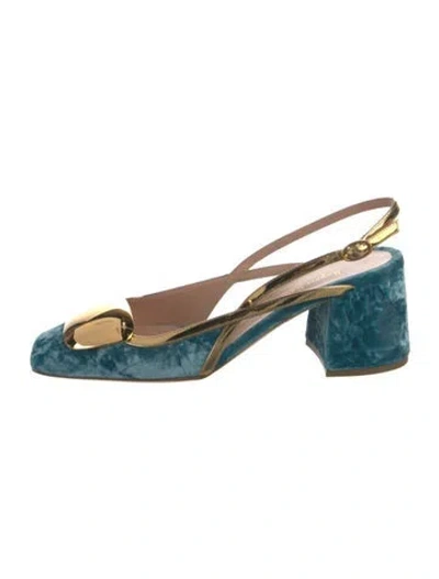 Pre-owned Rupert Sanderson Velvet Slingback Pumps In Blue