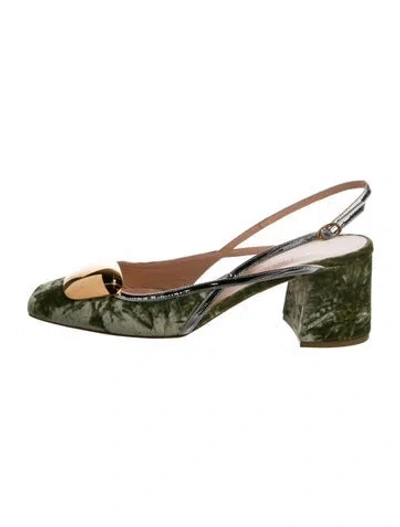 Pre-owned Rupert Sanderson Velvet Slingback Pumps In Green