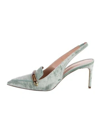 Pre-owned Rupert Sanderson Velvet Slingback Pumps In Green