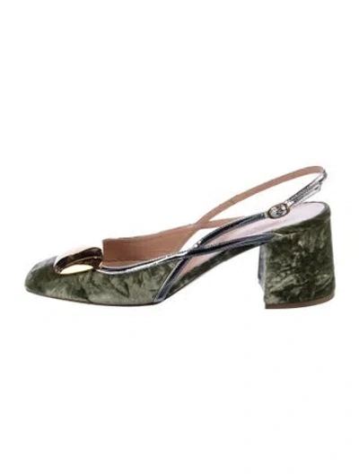 Pre-owned Rupert Sanderson Velvet Slingback Pumps In Green