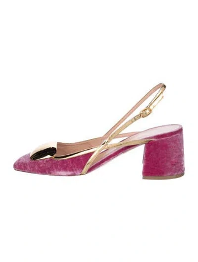 Pre-owned Rupert Sanderson Velvet Slingback Pumps In Pink