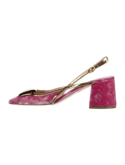 Pre-owned Rupert Sanderson Velvet Slingback Pumps In Pink