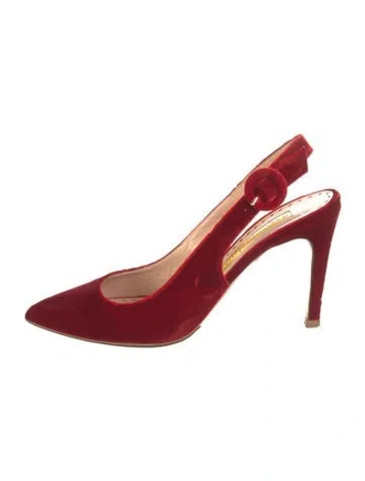 Pre-owned Rupert Sanderson Velvet Slingback Pumps In Red