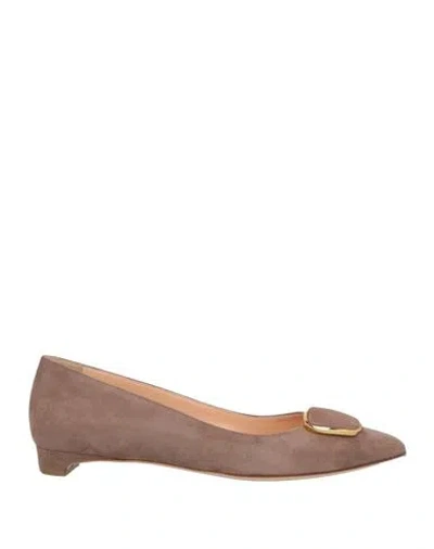 Rupert Sanderson Woman Ballet Flats Taupe Size 11 Leather In Brown