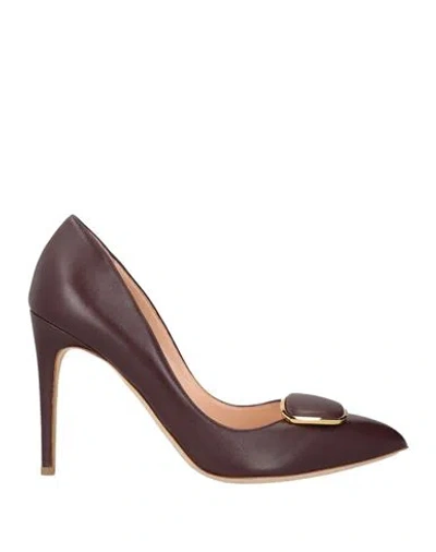Rupert Sanderson Woman Pumps Burgundy Size 10 Leather