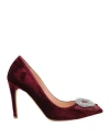 Rupert Sanderson Woman Pumps Burgundy Size 6.5 Textile Fibers In Red