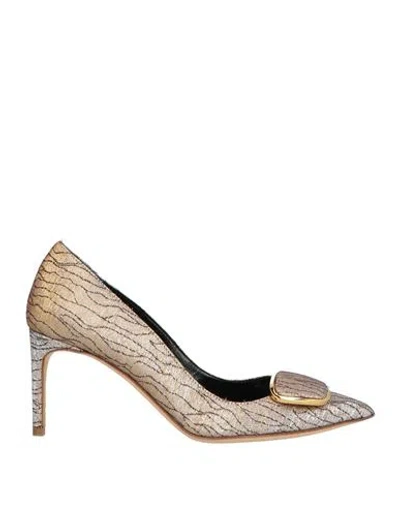 Rupert Sanderson Woman Pumps Gold Size 6.5 Textile Fibers