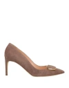 Rupert Sanderson Woman Pumps Taupe Size 11 Leather In Brown