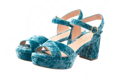Rupert Sanderson Women's Deidre Crushed Velvet Platform Sandal In Splash In Blue