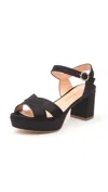 Rupert Sanderson Women's Deidre Fray Crystal Satin Platform In Black In Black