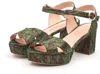Rupert Sanderson Women's Deidre Platform Sandal In Flora Jacquard In Green