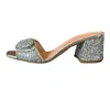 Rupert Sanderson Women's Harper Crystal Block Heel Sandal In Black Silver Nappa In Silver