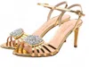 Rupert Sanderson Women's Nakota Crystal Sandal In Mirror Gold In Multi