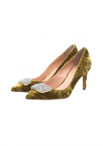 Rupert Sanderson Women's New Nada Crystal Velvet Sandal In Senape In Multi