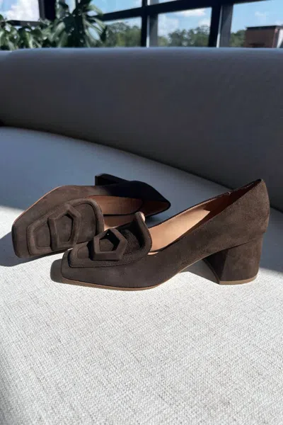 Rupert Sanderson Women's Nola Square Toe Heels In Fondente In Brown