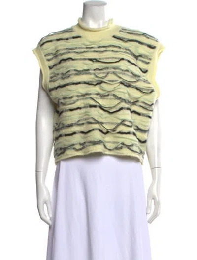 Pre-owned Rus Baby Alpaca Striped Sweater In Green