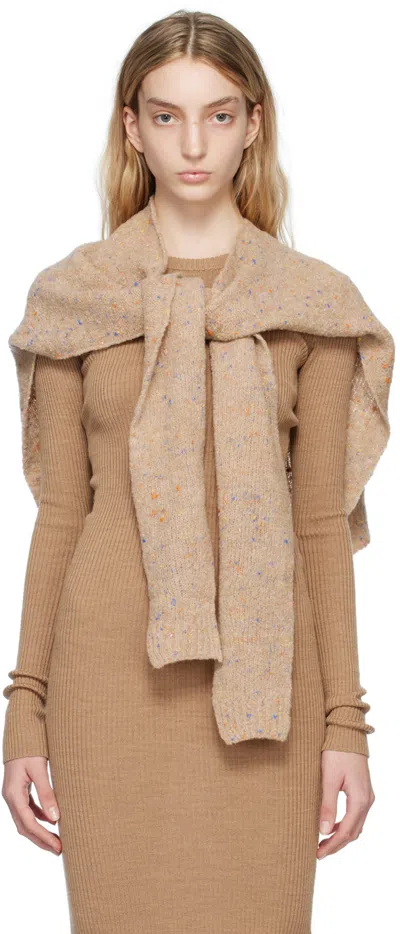 Rus Beige Shita Scarf In Toffee
